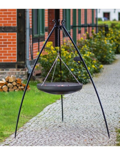 Wok na trójnogu 200 cm stal naturalna 60 cm + kołowrotek