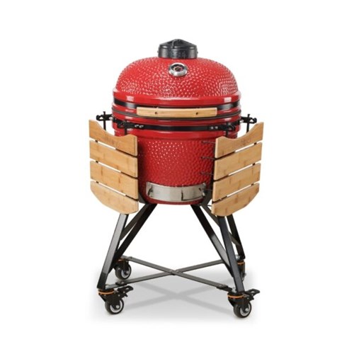 Grill ceramiczny węglowy Kamado Bono Media, czerwony