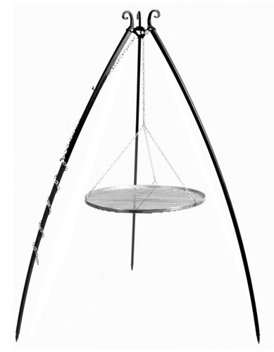 Grill na trójnogu 200 cm - ruszt stal nierdzewna 50 cm
