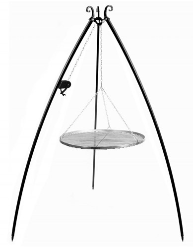 Grill na trójnogu 200 cm - ruszt stal nierdzewna 70 cm + kołowrotek