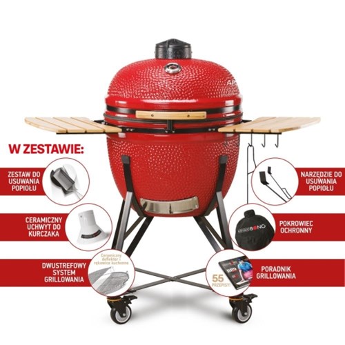 Grill ceramiczny węglowy Kamado Bono Limited, czerwony
