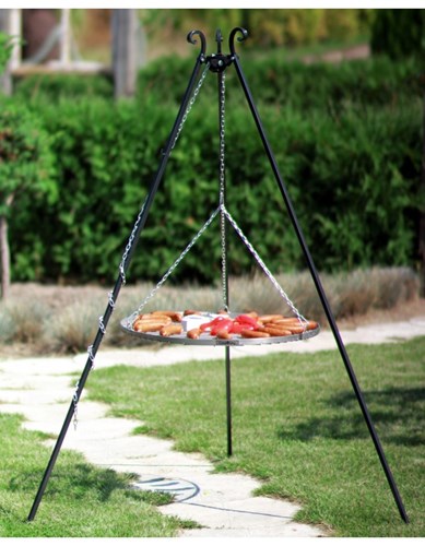 Grill na trójnogu 180 cm - ruszt stal nierdzewna 50 cm