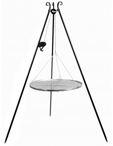 Grill na trójnogu 180 cm - ruszt stal nierdzewna 50 cm + kołowrotek