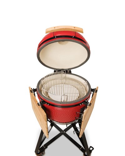 Grill ceramiczny węglowy Kamado Bono Media, czerwony