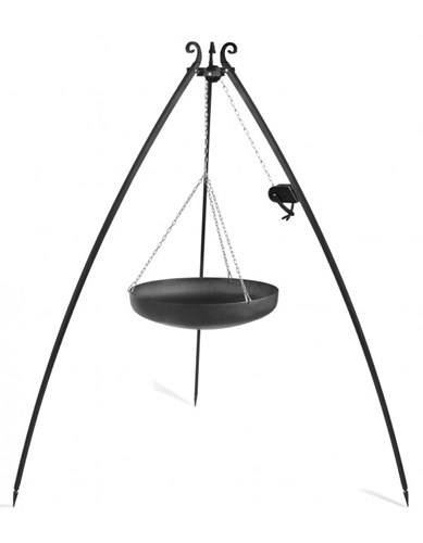 Wok na trójnogu 200 cm stal naturalna 70 cm + kołowrotek