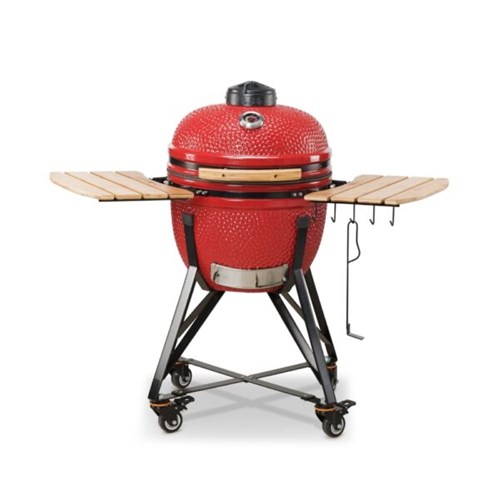 Grill ceramiczny węglowy Kamado Bono Media, czerwony