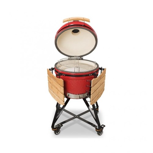 Grill ceramiczny węglowy Kamado Bono Media, czerwony