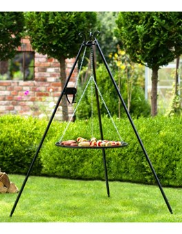 Grill na trójnogu 180 cm - ruszt stal nierdzewna 50 cm + kołowrotek