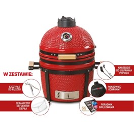 Grill ceramiczny węglowy Kamado Bono Minimo, czerwony