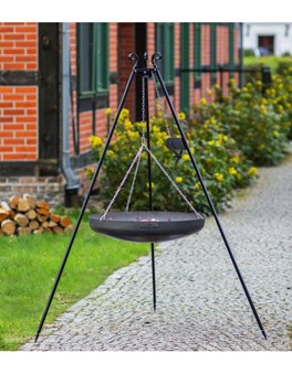 Wok na trójnogu 180 cm - stal naturalna 70 cm + kołowrotek