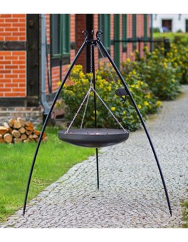 Wok na trójnogu 200 cm stal naturalna 70 cm + kołowrotek